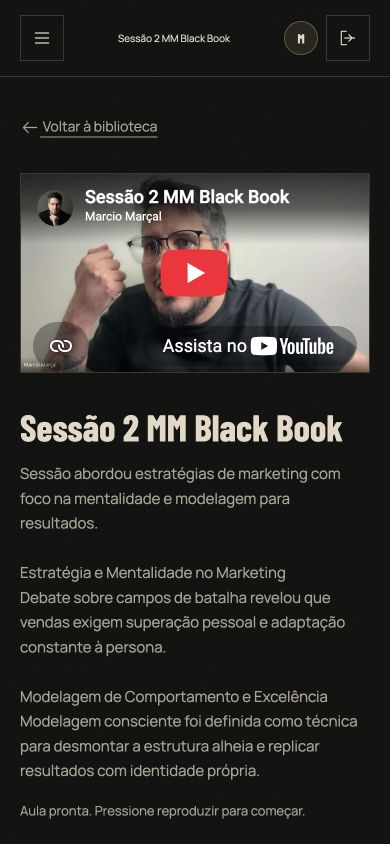 Captura real da gravação de uma sessão do Black Book na Plataforma do Club pelo celular